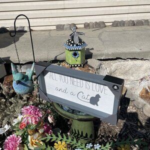 Home Trends "All You Need Is Love & A Cat" Wall Decor, Gray - NWT